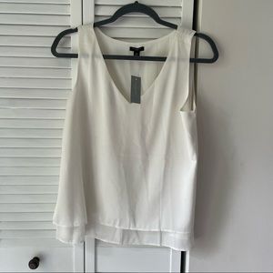 Ann Taylor White V-Neck Tank Top Blouse
